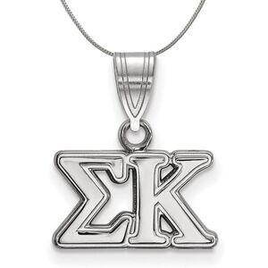 Sterling Silver Sigma Kappa Medium Greek Necklace - 24 Inch